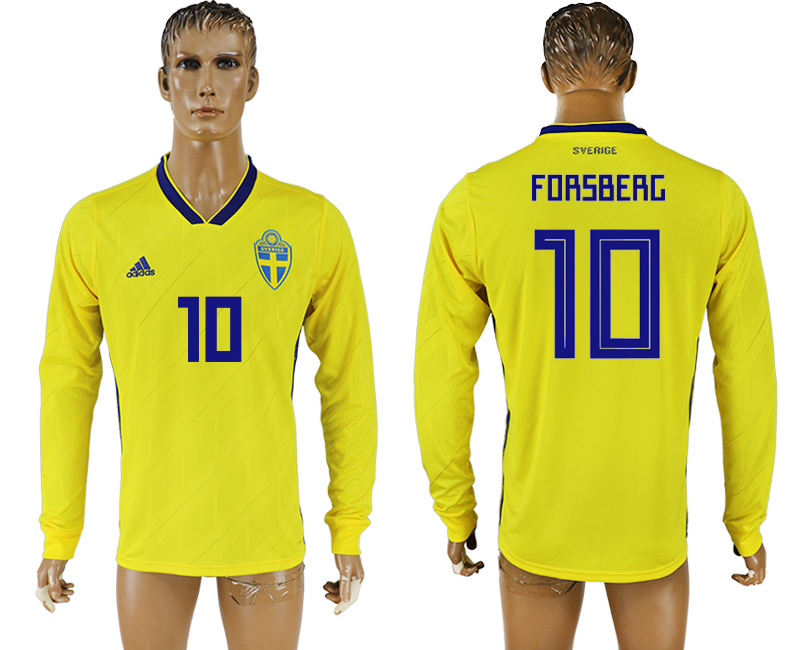 Maillot de foot SU?DE MANCHES LONGUES #10 FORSBERG 2018 FIFA WORLD